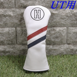 ゴルフクラブカバー ユーティリテイー用ヘッドカバー UT ホワイト&2カラーライン 新品 未使用
