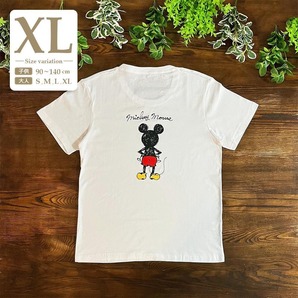 新品未使用 XL|ホワイト〔#BMミッキー半袖Tシャツ〕ディズニー 親子 家族 カップル リンクコーデ お揃い ペアルック ハロウィン 子供 大人