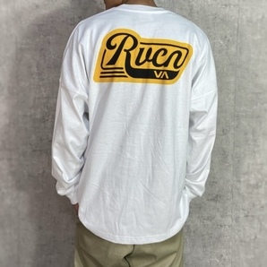 ☆未使用・メンズ★RVCA ルーカ ビッグロゴプリント オーバーサイズ 厚手長袖Tシャツ L ホワイト 定価7,260円