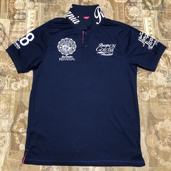 ☆未使用・メンズ★ ガッチャ ゴルフ GOTCHA GOLF ドライ UV カット カレッジ ベーシック 刺繍ポロシャツ S 定5,489円 ネコポス