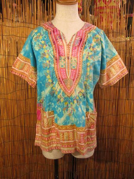 ⑤新品*男女兼用*アフリカンプリント*タイダイ染め*ダシキ*DASHIKI*M