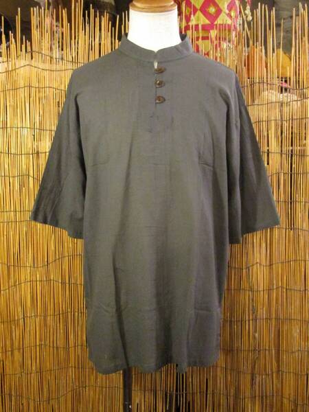 ⑥新品*男女兼用*薄手*コットン素材*三つボタン*ハーフスリーブ*プルオーバー*2XL