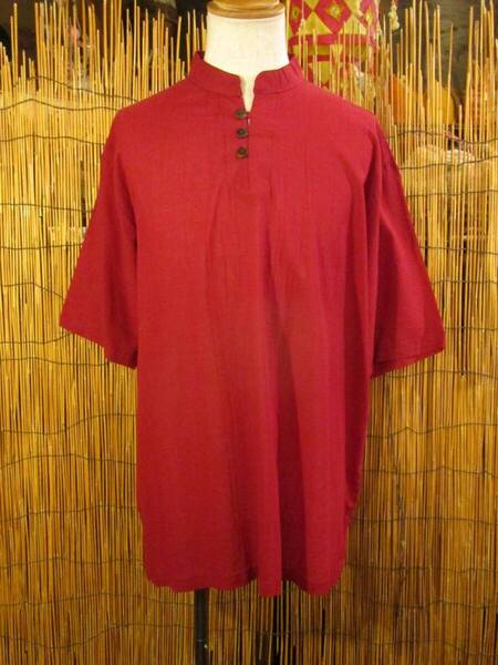 ⑨新品*男女兼用*薄手*コットン素材*三つボタン*ハーフスリーブ*プルオーバー*2XL