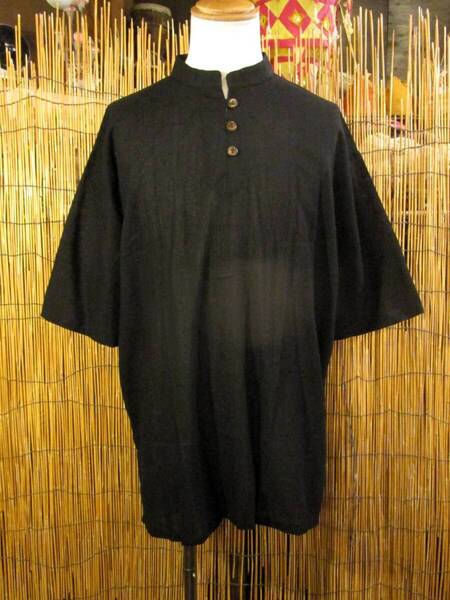 ⑩新品*男女兼用*薄手*コットン素材*三つボタン*ハーフスリーブ*プルオーバー*2XL