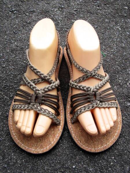 【23・5cm〜24cm】④新品*コルク*編み編み*紐サンダル