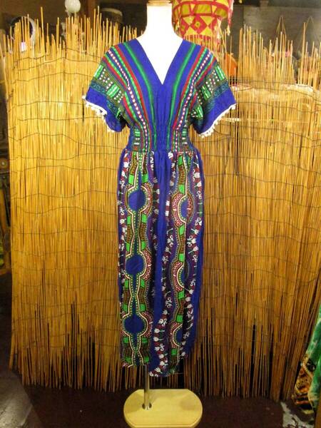 ⑫新品*レーヨン素材*アフリカンプリント*マキシ丈*ワンピース