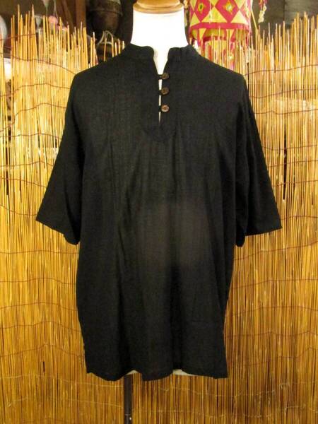 ②新品*男女兼用*薄手*コットン素材*三つボタン*ハーフスリーブ*プルオーバー*XL