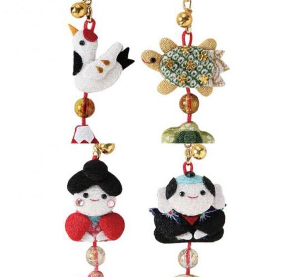 1点限り【2種まとめて】縁起まねきのちりめんの根付 手芸キット 開運 縁起物 チャーム 根付 ハンドメイド 手作り 新品 エルベール