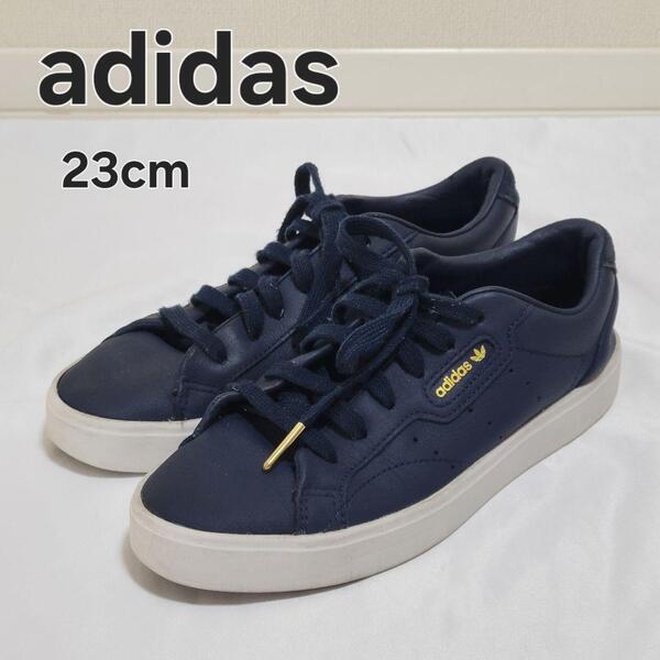 adidas アディダス SLEEK スリーク スニーカー 23cm ネイビー レディース