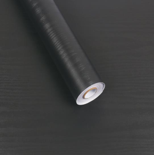 木目調 ウッド 壁紙 ブラック 黒色45cm×10m リメイクシート 防水 リノベ リフォーム 貼って剥がせる裏面シール付き