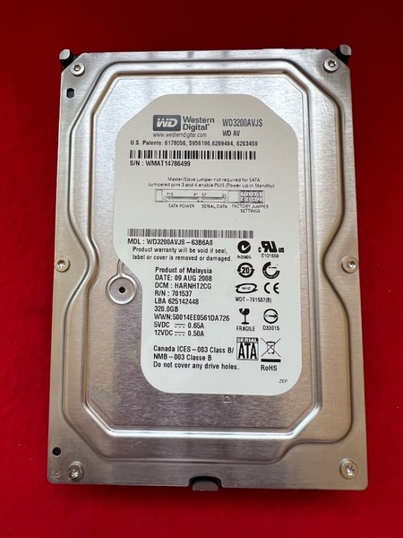 不良返金保証 WD3200AVJS-63WDA0、Western Digital 320GB SATA 3.5 ハードディスク (Y9)