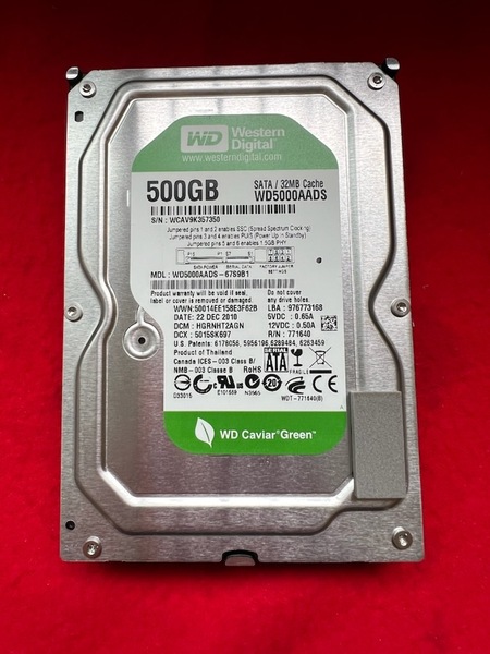 不良返金保証 WDC WD5000AADS-67S9B1 SATA 3.5インチHDD SATA 500GB (A065)