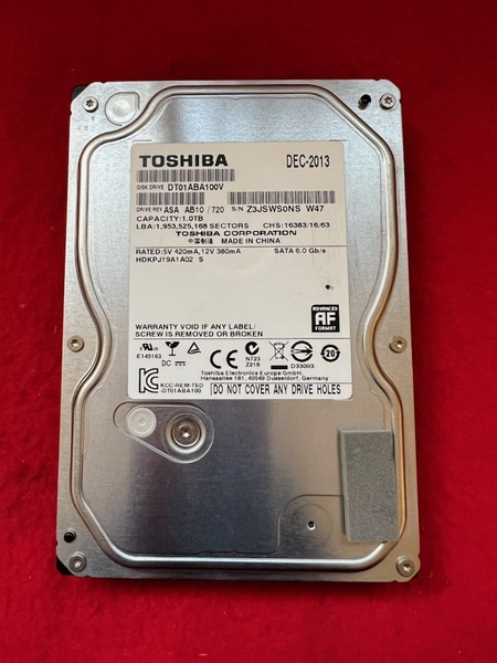 不良返金保証 HDD1TB 3.5インチ SATA 内蔵HDD TOSHIBA DT01ABA100V (AB33)