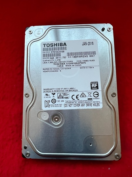 不良返金保証 TOSHIBA DT01ACA100 1000GB/1TB 3.5インチ内蔵HDD (AB38)