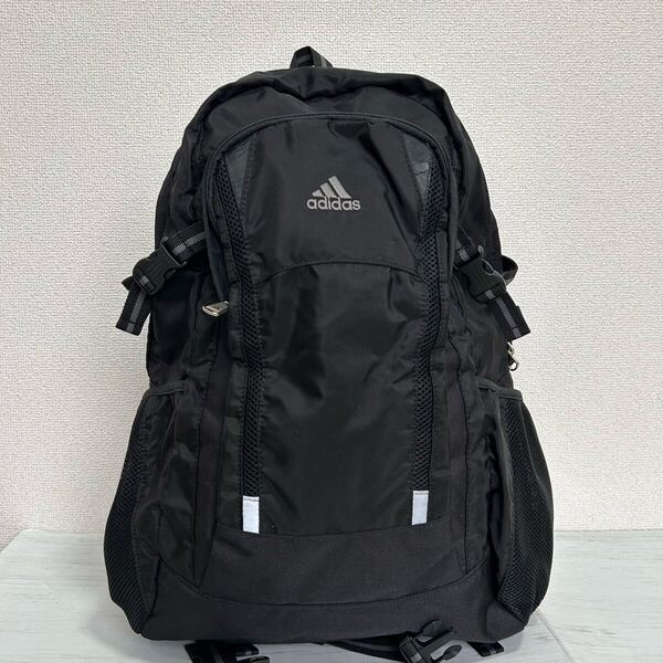訳あり adidas アディダス メンズ レディース リュックサック バックパック 胸ベルト 腰ベルト 黒色 ブラック クッション性 大容量 登山