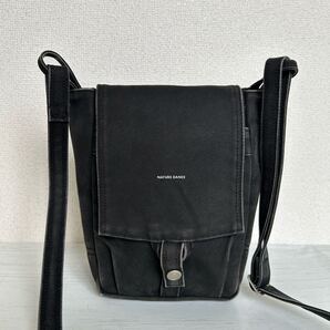 sudahanp 須田帆布 スダハンプ メンズ レディース 斜め掛け ショルダーバッグ ポシェット 黒色 ブラック キャンバス ワンポイント ロゴ