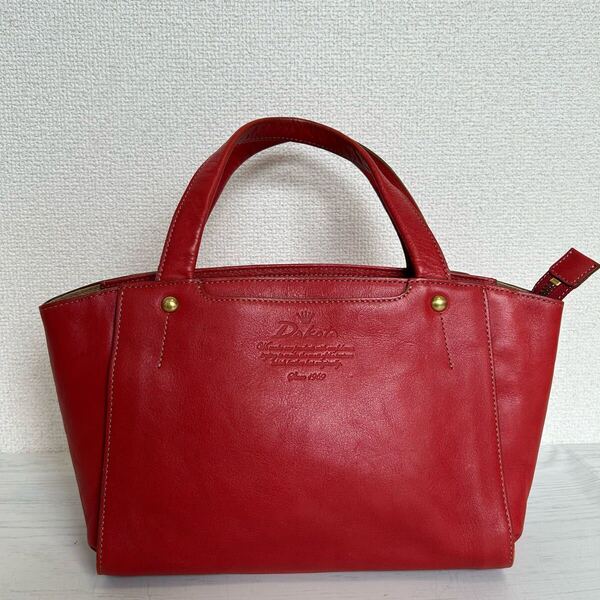 美品 dakota ダコタ レディース ハンドバッグ ミニトートバッグ カバン 本革 レザー 赤色 レッド ロゴ ワンポイント 型押し 日本 ブランド