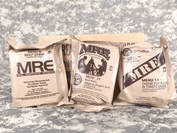 MREレーション 2024年8月検品 3個セット 米軍官給品 ミリメシ 米軍 ミリ飯 戦闘糧食 非常食 備蓄 保存食 防災バッグ 車中泊 キャンプ