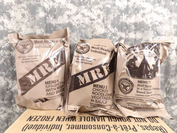 箱だし!MREレーション 3個セット 2024年10月検 米軍 ミリ飯 ミリメシ 戦闘糧食 非常食 備蓄 保存食 車中泊 防災バッグ キャンプ