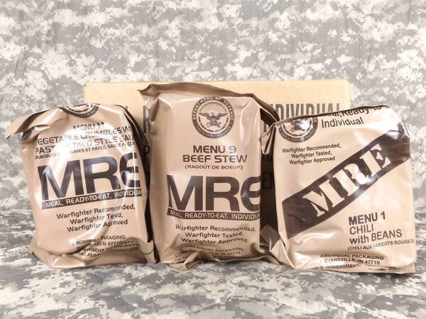 箱だし!MREレーション 3個セット 2024年10月検 米軍 ミリ飯 ミリメシ 戦闘糧食 非常食 備蓄 保存食 車中泊 防災バッグ サバゲ キャンプ