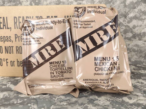箱だし!2023年5月検品 MREレーション MENU-13 & 15 2個セット 米軍 ミリ飯 ミリメシ 戦闘糧食 非常食 備蓄 保存食 車中泊 防災バッグ