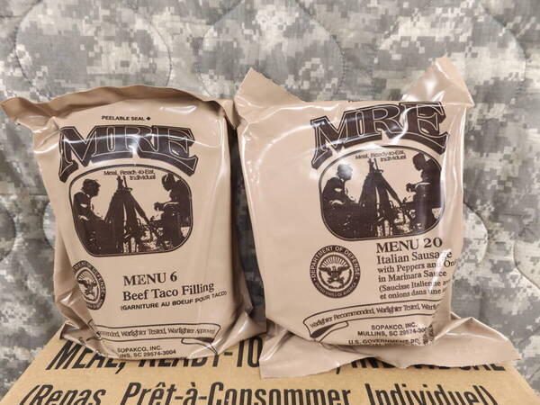 2024年4/8月検品 MENU-6 & 20 2個セット MREレーション 米軍 ミリ飯 ミリメシ 戦闘糧食 非常食 備蓄 防災バッグ 車中泊 サバゲ キャンプ