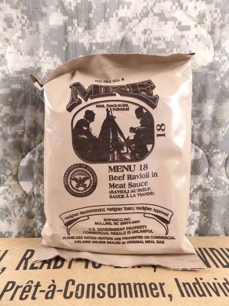 2024年8月検品 MENU-18 MREレーション 米軍 ミリ飯 ミリメシ 戦闘糧食 非常食 備蓄 保存食 防災バッグ 車中泊 サバゲ キャンプ