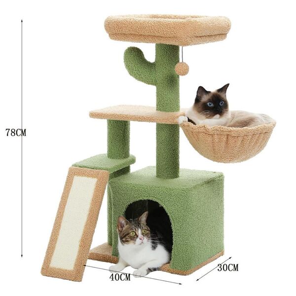 新品 キャットタワー 据え置き型 猫タワー 組み立て 猫グッズ 猫用品 ペット用品 多頭飼い 隠れ家 多機能 ハンモック おうち
