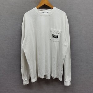 Z2371 NBA エヌビーエー 長袖 Tシャツ MIAMI HEAT マイアミヒート バスケットボール コットン 胸ポケット メンズ ホワイト系 サイズ L