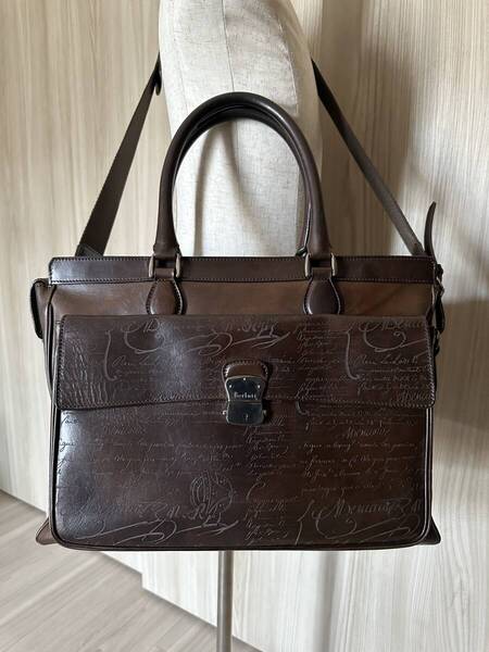 幻の名作 特注85万 BERLUTI E'TUO Leather Bag ベルルッティ エトゥーオ スクリットレザー ブリーフケース バッグ マダムオルガ期 美品