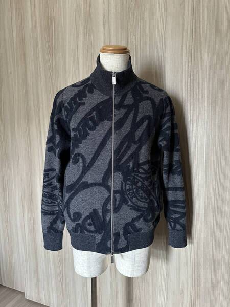 名作 Berluti Wool Cashmere Nylon Zip Jacket ベルルッティ ウール カシミア ジップジャケット ニット スクリット柄 Mサイズ 限定品 完売