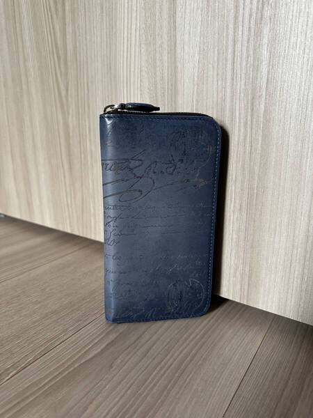 特注28万 Berluti Itauba Scritto Leather Wallet ベルルッティ イタウバ スクリットレザー 長財布 アヴェイロ 青 最新型 限定色 完売品