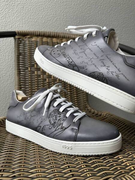 定価25,1万 Berluti Playtime Leather Sneakers ベルルッティ プレイタイム スクリットレザー スニーカー 10 ライトアルミニオ 限定色 完売