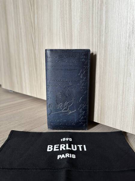 定価17万 Berluti Santal ScritLeather ZipLong Wallet ベルルッティ サンタル スクリットレザー 長財布 インディゴデニム 新品 今期最新作