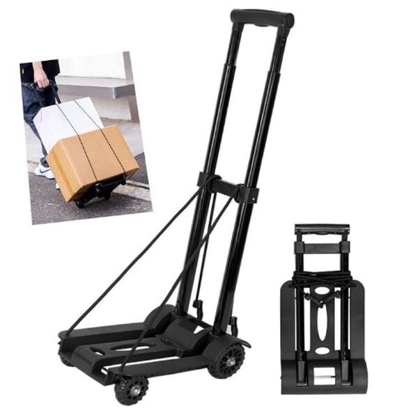 新品キャリーカート 折りたたみ 固定ゴムロープ付 台車 静音 4輪 荷物運搬 カートキャリー 軽量 ショッピングカート 荷物カート