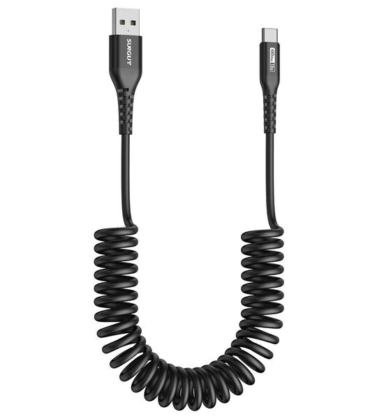 SUNGUY USB Type C ケーブル コイル型 USB A to USB C 0.4mから1.5mまで伸びる 3A急速充電 データ転送 タイプC ケーブル