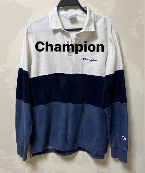 Champion XLサイズ 切替 ポロシャツ 長袖 2L ゴルフ メンズ チャンピオン ヘインズ