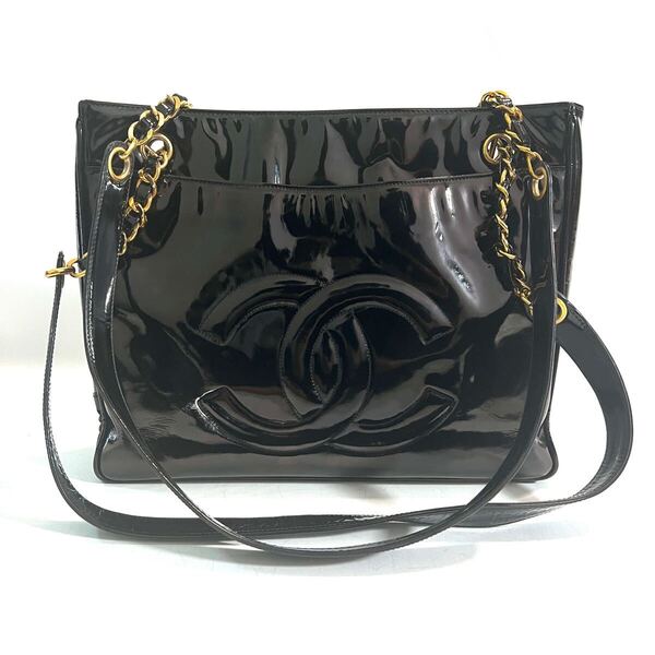 CHANEL シャネル ショルダーバッグ トート チェーン パテント デカココ