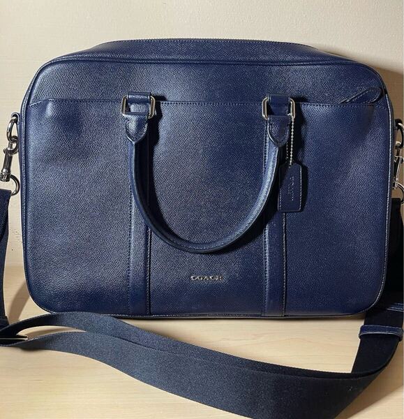 Coach ビジネスバッグ レザー バッグ ショルダー ハンドバッグ ネイビー f59057 ブリーフケース 2Way