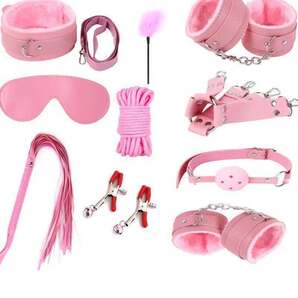 新入荷【即納】10点セット ピンク 拘束具 SM グッズ コスプレ 調節可能 束縛具 セクシー 柔らかい アダルト 匿名配送 送料無料1