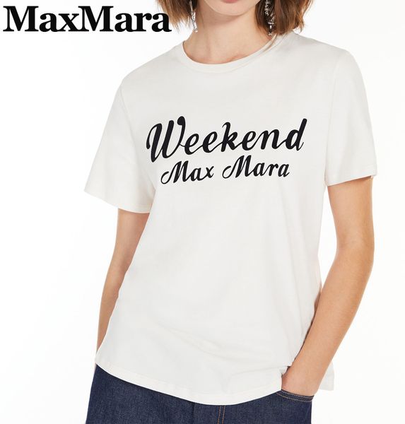 新品50%OFF マックスマーラ Max Mara コットン プリントTシャツ エクル XSサイズ 【送料無料】