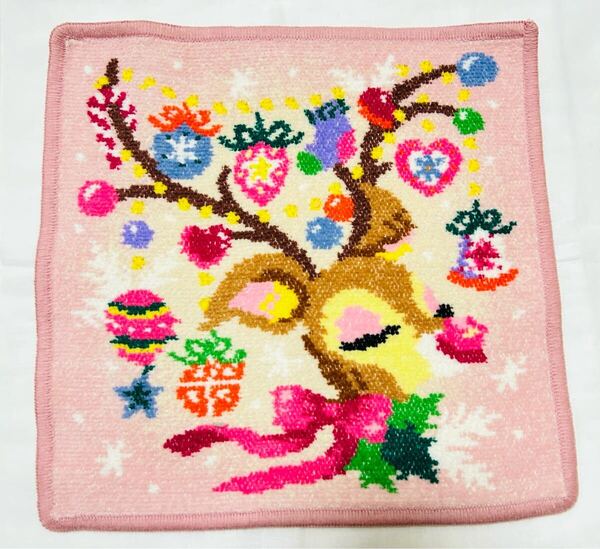 フェイラー FEILER ツンツンバンビーノクリスマス ハンカチ【B品】ピンク