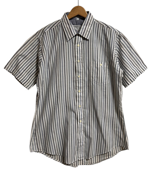 80's 90's USA古着 ビンテージ▽BOTANY 500 マルチストライプ 半袖シャツ 16 L/G 白 水色 グレー