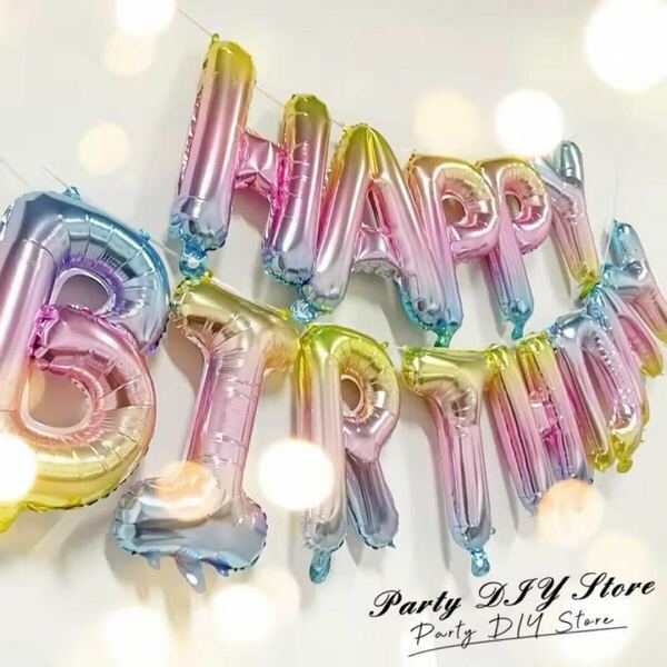 【新品未使用】バースデー*バルーン*風船*レインボー*誕生日*パーティーグッズ