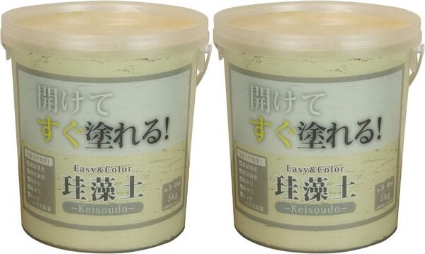 新品 送料無料 2缶 日本製 ワンウィル Easy&Color 珪藻土 5kg×2 ライトカーキ カーキ DYI グリーン 系 左官塗り 壁 クロス 石膏ボード
