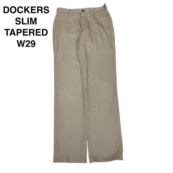 DOCKERS ドッカーズ スリムテーパード w29 l32 古着 チノパン ボトムス スラックス ベージュ カーキ メンズ 中古品 刺繍