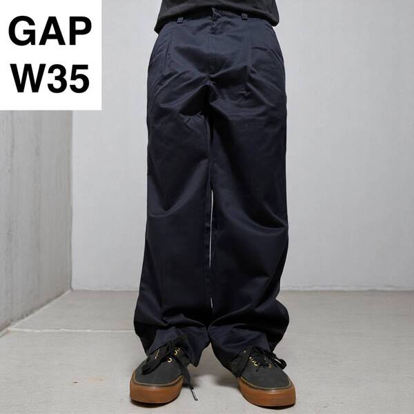 GAP ギャップ ツータック チノパンツ w35 l30 紺 ネイビー 古着 2タック メンズ ボトムス 中古品 ギャプ