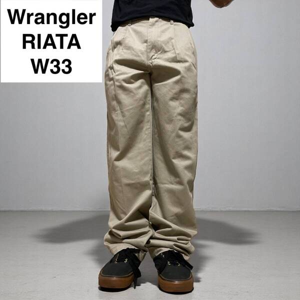 メキシコ製 Wrangler RIATA ラングラー リアタ ツータック チノパン w33 l34 ベージュ カーキ 古着 2タック ボトムス メンズ 中古品