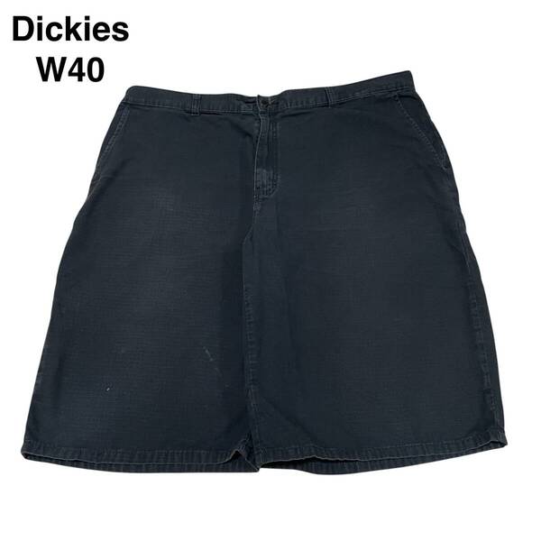 Dickies ディッキーズ w40 リップストップ ハーフパンツ ショートパンツ ワークパンツ 極太パンツ 黒 ブラック 古着 ディッキース メンズ