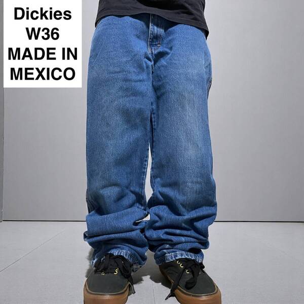 メキシコ製 Dickies ディッキーズ w36 l36 デニム 古着 ジーンズ ジーパン Gパン 青 ブルー メンズ 極太 ディッキース オーバーサイズ